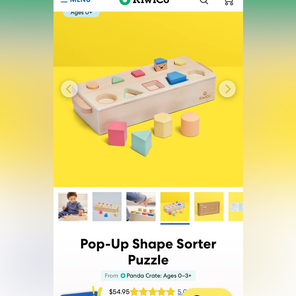 KiwiCo Pop-Up Shape Sorter Puzzle - never used - pristine